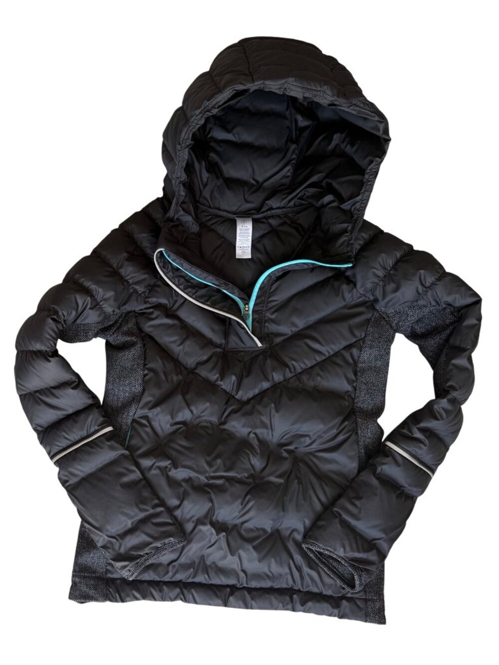 Ivivva by Lululemon Jacket Girls Size 12 Goose Down Puffer Hooded Black Pullover